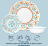 Corelle Terracotta Dreams Dinnerware Set for 6, 18 Pieces | Dinner Plates, Appetizer and Bowls Dishwasher, Microwave, Freezer Safe Proudly Made in USA, Multicolor, 10.25'', 6.75'', & 18Oz (BOX BAD CONDITION)