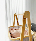 Foldable Laundry Sorter With Bamboo Rack 2 Tiered Laundry Organizer Baskets Hampers Bag Bin For Bathroom, Laundry Room, Bedroom, Nursery, Guest Room, Closet