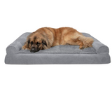 Furhaven Orthopedic Dog Bed for Large Dogs w/Removable Bolsters & Washable Cover, For Dogs Up to 125 lbs - Plush & Suede Sofa - Gray, Jumbo Plus/XXL