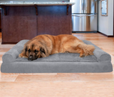 Furhaven Orthopedic Dog Bed for Large Dogs w/Removable Bolsters & Washable Cover, For Dogs Up to 125 lbs - Plush & Suede Sofa - Gray, Jumbo Plus/XXL
