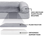 Furhaven Orthopedic Dog Bed for Large Dogs w/Removable Bolsters & Washable Cover, For Dogs Up to 125 lbs - Plush & Suede Sofa - Gray, Jumbo Plus/XXL
