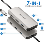WAVLINK USB C Dock Quad Monitor, 7-In-1 Laptop Docking Station, Multiport Adapter with Dual 4K DP, 4K HDMI, 1080P VGA, 480Mbps USB2.0-A for MacBook, Dell XPS, Lenovo Thinkpad, and HP Laptops