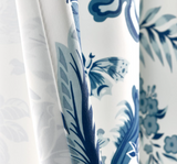 Lush Decor Dolores Light Filtering Window Panels, Pair, 52" W x 84" L, Blue - Toile Curtains - Floral Bird Print - Grandmillennial & French Country Curtains - Cottage & Maximalist Home Decor