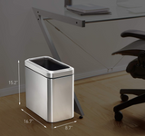 simplehuman 25 Liter / 6.6 Gallon Slim Open Commercial Trash Can, Brushed Stainless Steel