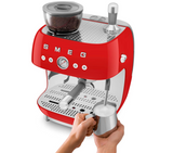 Smeg EGF03RDUK Espresso Coffee Machine with Grinder, Red