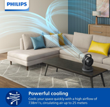 Philips 3000 Series CX3050/01 - Table Fan, 738m³/h, Tiltable Head and Oscillates 80°, 22cm, Black