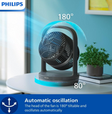 Philips 3000 Series CX3050/01 - Table Fan, 738m³/h, Tiltable Head and Oscillates 80°, 22cm, Black