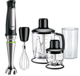 Braun MultiQuick 7 Hand Blender MQ7o45 Aperitif, Variable Speed Control, Anti Splash, Includes 4 Attachments; 350 ml Chopper, 1.25 Litre Blender, Whisk and BPA-Free Plastic Beaker - Black [Energy Class A]