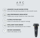 Panasonic ARC5 Electric Razor for Men with Pop-up Trimmer, Wet Dry 5-Blade Electric Shaver with Intelligent Shave Sensor and 16D Flexible Pivoting Head - ES-LV67-K (Black)