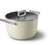 Smeg CKFC2611CRM Non-Stick Casserole with Lid, 26cm, Cream