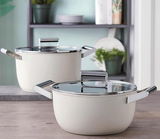 Smeg CKFC2611CRM Non-Stick Casserole with Lid, 26cm, Cream