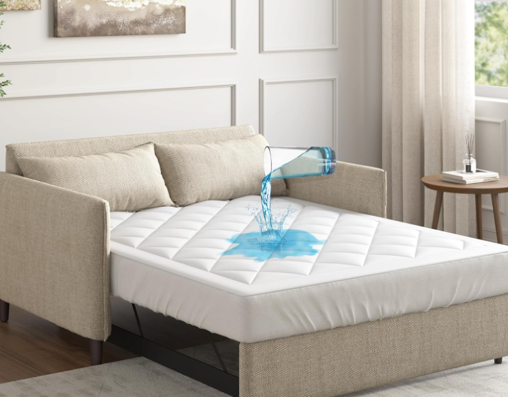 Sleep Philosophy Holden Waterproof Sofa Bed Mattress Protection Pad with 3M Scotchgard Moisture Management - Hypoallergenic Microfiber - 60" x 72" - All Over Elastic Mattress Pad
