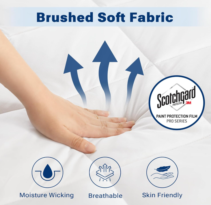 Sleep Philosophy Holden Waterproof Sofa Bed Mattress Protection Pad with 3M Scotchgard Moisture Management - Hypoallergenic Microfiber - 60" x 72" - All Over Elastic Mattress Pad