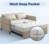 Sleep Philosophy Holden Waterproof Sofa Bed Mattress Protection Pad with 3M Scotchgard Moisture Management - Hypoallergenic Microfiber - 60" x 72" - All Over Elastic Mattress Pad