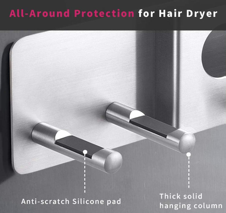 Hair Dryer Holder for Dyson Supersonic Hair Dryer, for Dyson Airwrap Styler Organizer Storage Shelf 2in1 Wall Mounted Stand Fits Curler Diffuser Two Nozzles for Bathroom Bedroom Hair Salon Barbershop