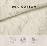 Laura Ashley Felicity Collection Quilt Set-100percent Cotton, Reversible, All Season Bedding with Matching Sham(s), Pre-Washed for Added Softness, Queen, Ivory, 212691