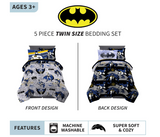 Franco 6A1448 Kids Bedding Super Soft Comforter and Sheet Set with Sham, 5 Piece Twin Size, Batman
