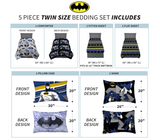 Franco 6A1448 Kids Bedding Super Soft Comforter and Sheet Set with Sham, 5 Piece Twin Size, Batman