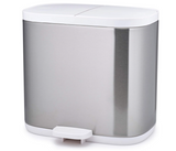 Joseph Joseph 70520 Split Steel Recycling Waste Bin, Grey/White,1.6 gallon/6 liter,Stainless Steel