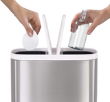 Joseph Joseph 70520 Split Steel Recycling Waste Bin, Grey/White,1.6 gallon/6 liter,Stainless Steel
