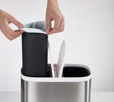 Joseph Joseph 70520 Split Steel Recycling Waste Bin, Grey/White,1.6 gallon/6 liter,Stainless Steel