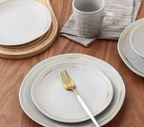 Stone Lain Clara Porcelain 16-Piece Round Dinnerware Set, Grey