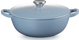 Le Creuset Marmite Cast Iron Soup Pot Casserole with Lid, 22cm, Mineral Blue