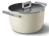 Smeg CKFC2611CRM Non-Stick Casserole with Lid, 26cm, Cream