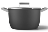 Smeg CKFC2611BLM Casserole Pan 26cm and Lid Black, Non-Stick, Aluminium, Patented Base