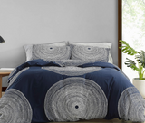 MARIMEKKO Duvet Cover Set Smooth Cotton Percale Bedding with Matching Sham, Lightweight Home Decor,3 Pieces, Queen, Fokus Navy