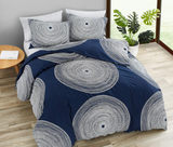 MARIMEKKO Duvet Cover Set Smooth Cotton Percale Bedding with Matching Sham, Lightweight Home Decor,3 Pieces, Queen, Fokus Navy