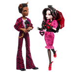 Monster High Dolls, Draculaura and Clawd Wolf Howliday Love Edition Collector Two-Pack with Doll Stands and Displayable Packaging