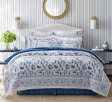 Laura Ashley - King Comforter Set, Cotton Bedding with Matching Shams & Bed Skirt, Stylish Home Decor (Charlotte Blue, King)