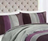 Madison Park Amherst Faux Silk Comforter Set-Casual Contemporary Design All Season Down Alternative Bedding, Matching Shams, Bedskirt, Decorative Pillows, Queen (90 in x 90 in), Purple, 7 Piece