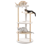 PETEPELA Cat Tree Cat Tower for Indoor Cats,5-Level Cat Play House Cat Activity Center with Scratching Posts Beige