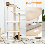 PETEPELA Cat Tree Cat Tower for Indoor Cats,5-Level Cat Play House Cat Activity Center with Scratching Posts Beige