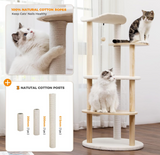 PETEPELA Cat Tree Cat Tower for Indoor Cats,5-Level Cat Play House Cat Activity Center with Scratching Posts Beige