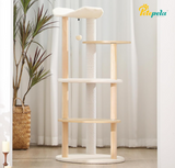 PETEPELA Cat Tree Cat Tower for Indoor Cats,5-Level Cat Play House Cat Activity Center with Scratching Posts Beige