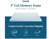 LUCID Mattress Topper, Twin XL, 3 Inch, Memory Foam - Gel Infused Mattress Topper - CertiPUR Certified