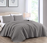 Chezmoi Collection Austin 3-Piece Oversized Bedspread Coverlet Set (King, Gray)
