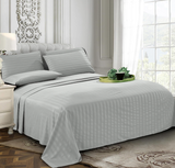 Elegant Comfort Softest and Coziest 6-Piece Sheet Set - 1500 Premium Hotel Quality Microfiber - Deep Pocket, Wrinkle Resistant 6-Piece Damask Stripe Bed Sheet Set, King, Silver
