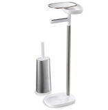 Joseph Joseph 70519 EasyStore Butler Plus Stand Toilet Paper Holder with Flex Steel Brush, Grey/White,Stainless Steel