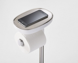 Joseph Joseph 70519 EasyStore Butler Plus Stand Toilet Paper Holder with Flex Steel Brush, Grey/White,Stainless Steel