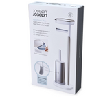Joseph Joseph 70519 EasyStore Butler Plus Stand Toilet Paper Holder with Flex Steel Brush, Grey/White,Stainless Steel