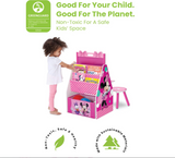 Delta Children Kids Easel and Play Station – Ideal for Arts & Crafts, Drawing, Homeschooling and More - Greenguard Gold Certified, Disney Minnie Mouse