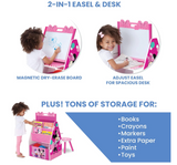 Delta Children Kids Easel and Play Station – Ideal for Arts & Crafts, Drawing, Homeschooling and More - Greenguard Gold Certified, Disney Minnie Mouse