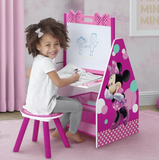 Delta Children Kids Easel and Play Station – Ideal for Arts & Crafts, Drawing, Homeschooling and More - Greenguard Gold Certified, Disney Minnie Mouse