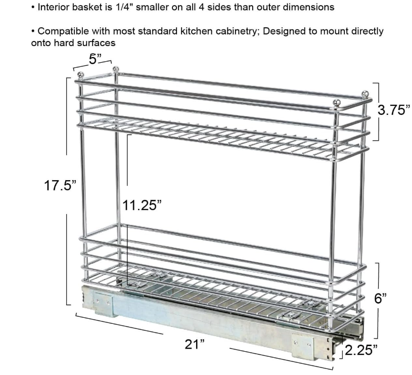 Household Essentials Glidez Narrow Sliding Organizer, 5", Chrome Secondary image