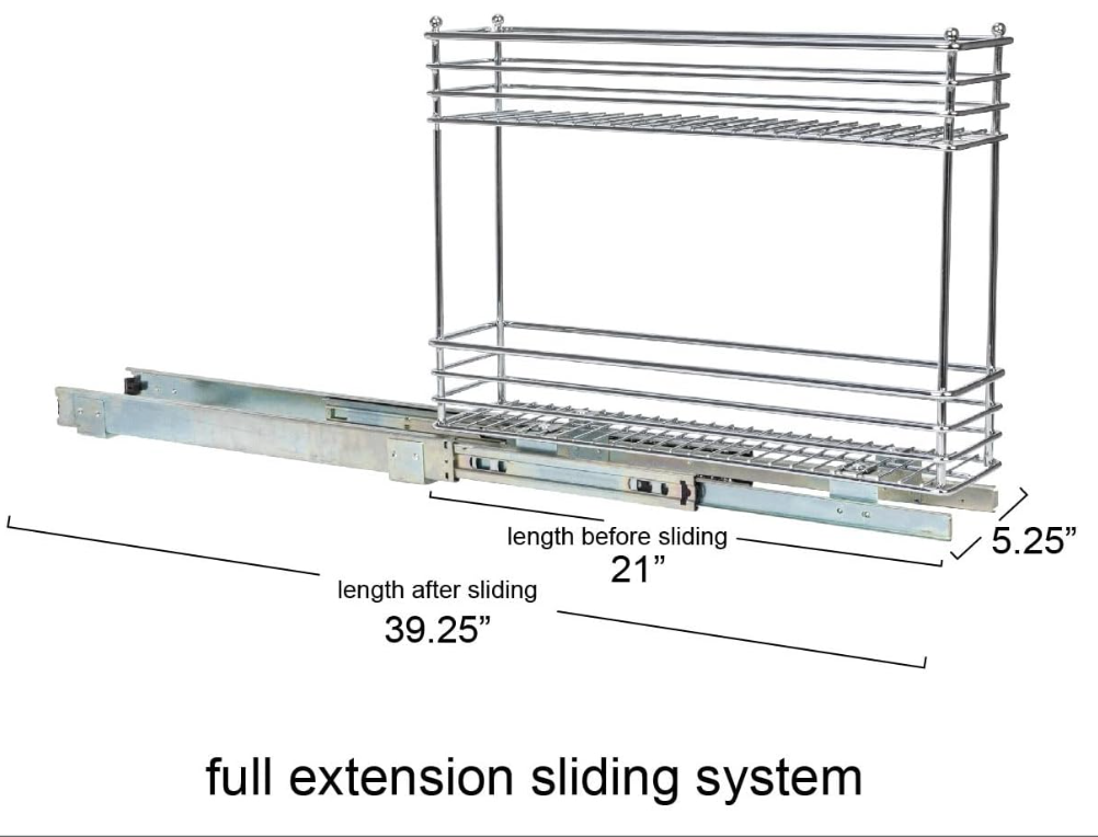 Household Essentials Glidez Narrow Sliding Organizer, 5", Chrome