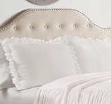 Lush Decor Ruffle Skirt Bedspread Set - 3-Piece Luxurious Farmhouse Bedding - Elegant Ruffle Detail - Timeless Style - Soft Lightweight Sheets - King, White